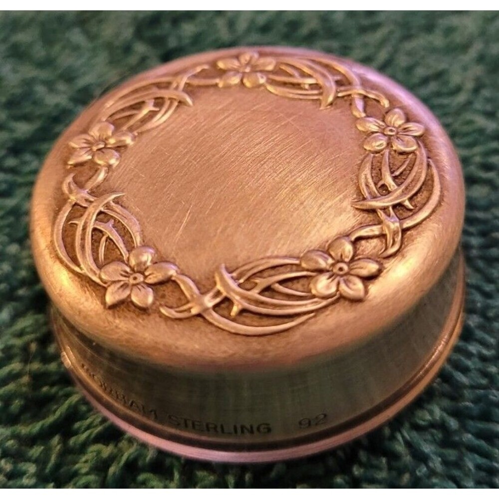 Vintage Gorham Sterling 92 Silver Floral Pill Box Trinket Keeper Collectible